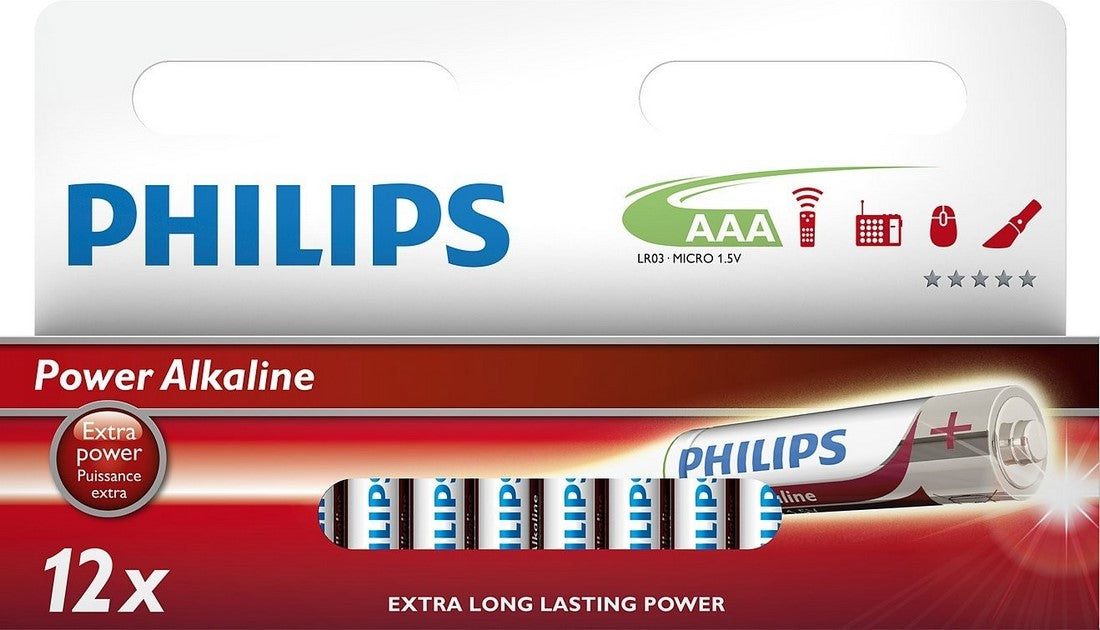 Philips Power Alkaline AAA Batteries, 12 ct