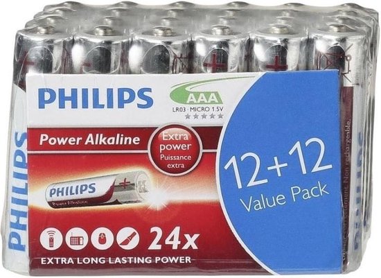 Philips AAA Alkaline Battery Box , 24 ct