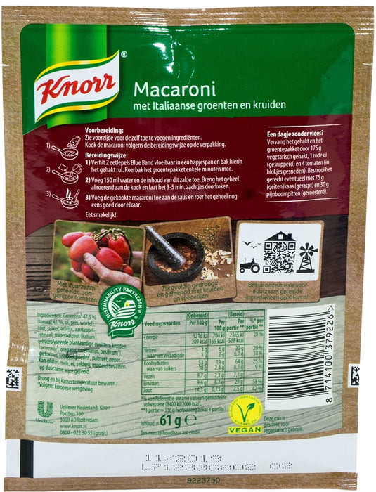 Knorr Macaroni Meal Mix, with Italian Herbs and Vegetables, 61 gr