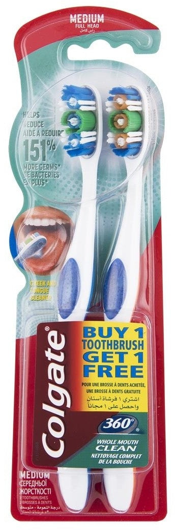 Colgate 360 Whole Mouth Clean Toothbrushes 2-Pack, 2 ct