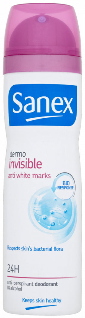 Sanex Dermo Invisible Anti-Perspirant Deodorant Spray, Anti White Marks, 150 ml