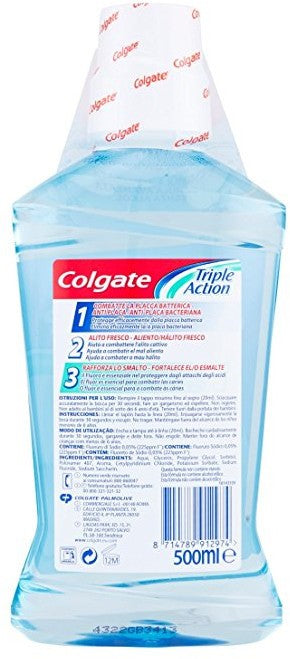 Colgate Triple Action Mouthwash, Fresh Mint, 500 ml