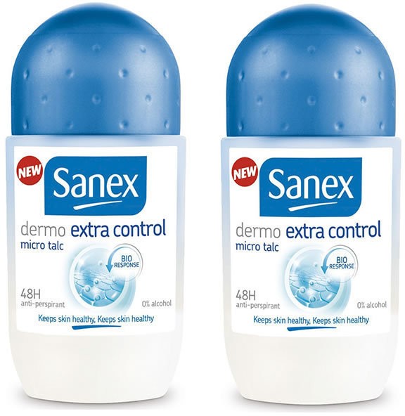 Sanex Dermo Extra Control Roll-On Deodorant 2-Pack, 2 x 50 ml