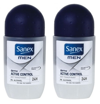 Sanex Dermo Active Control Roll-On Deodorant, Value Pack, 2 x 50 ml