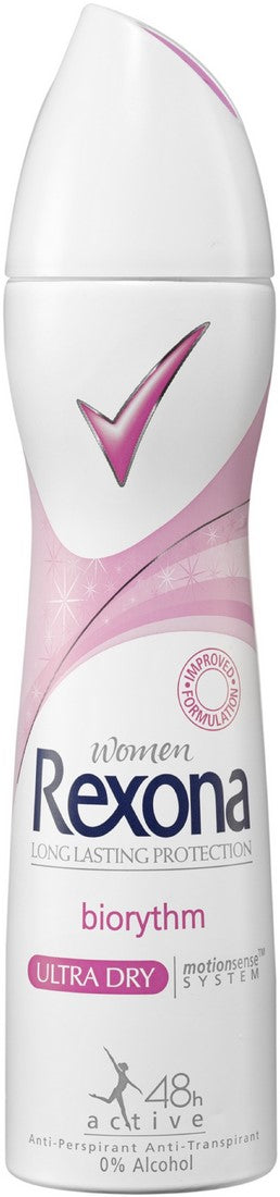 Rexona Deo Spray, Women Long Lasting Protection, Biorythm Ultra Dry, 48H Active, 200 ml