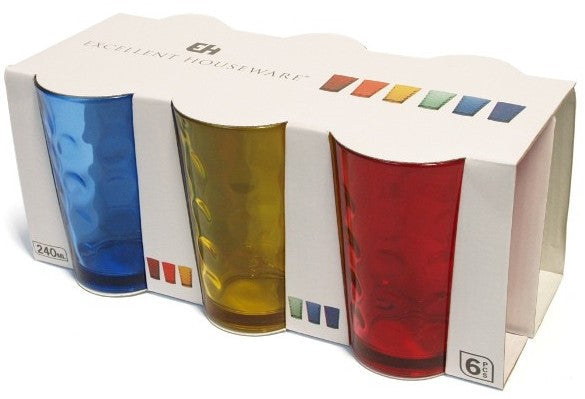 Excellent Houseware Colored Tumbler Glasses, 6 ct