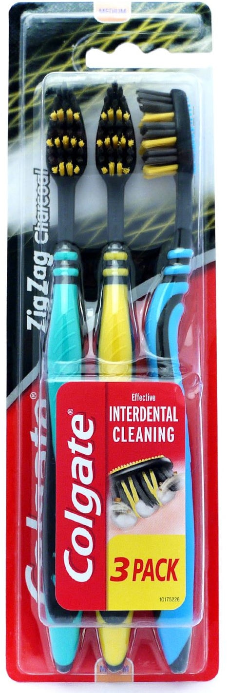 Colgate Charcoal Infused Zigzag Toothbrushes, 3 pcs