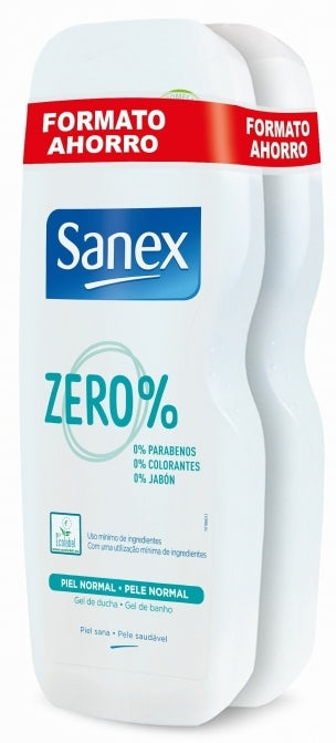 Sanex Zero Percent For Normal Skin Bath Gel, Value Pack, 2 x 600 ml