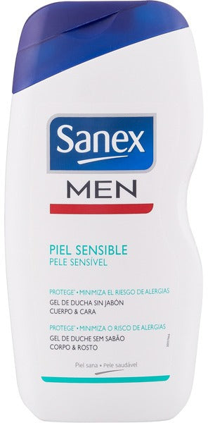 Sanex Men Body & Face Shower Gel, Sensitive Skin, 475 ml