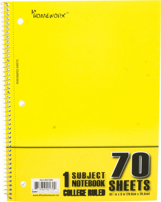 A+ Homework 1 Subject College Ruled Notebook, 70 sheets