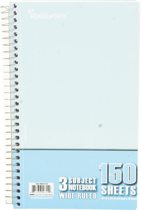 A+ Homework 3 Subject Wide Ruled Notebook, 24.8 x 14.6 cm, 150 sheets