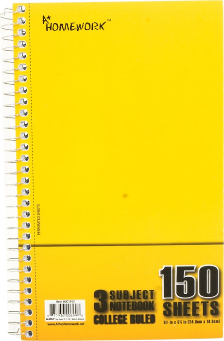 A+ Homework 3 Subject College Ruled Notebook, 24.8 x 14.6 cm, 150 sheets