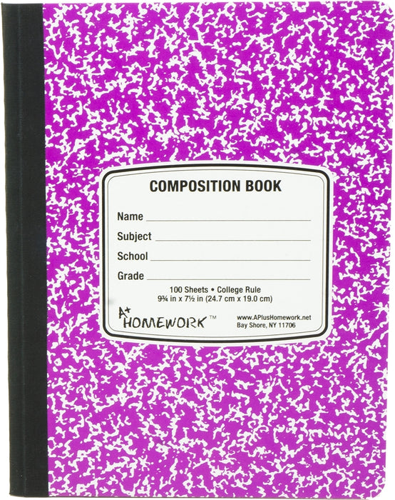 A+ Homework College Ruled Composition Book, 100 sheets