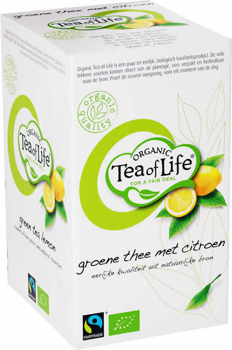 Tea Of Life Organic Green Tea Lemon Tea Bags, 25 ct