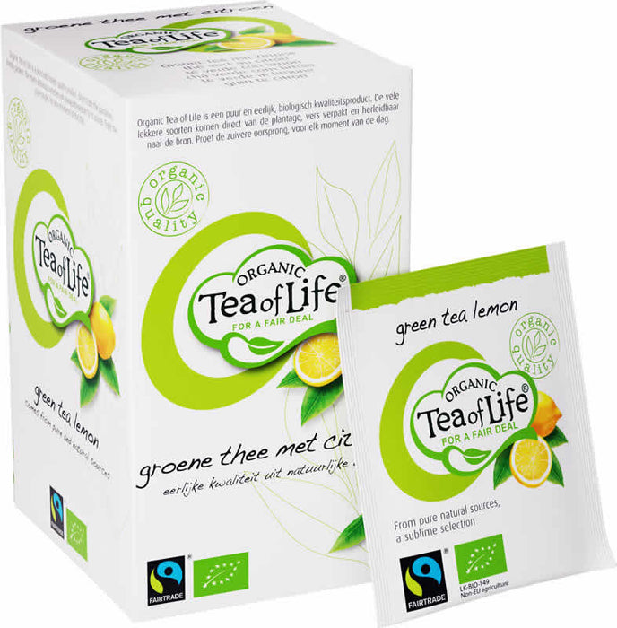 Tea Of Life Organic Green Tea Lemon Tea Bags, 25 ct