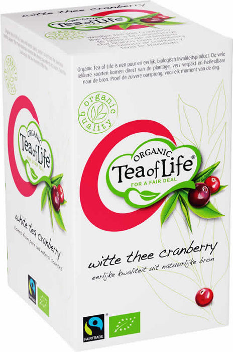 Tea Of Life Organic White Tea Cranberry Tea Bags, 25 ct