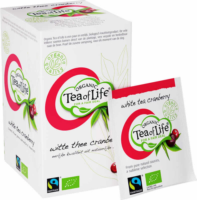 Tea Of Life Organic White Tea Cranberry Tea Bags, 25 ct