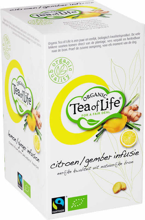 Tea Of Life Organic Green Tea Lemon Ginger Bags , 25 ct