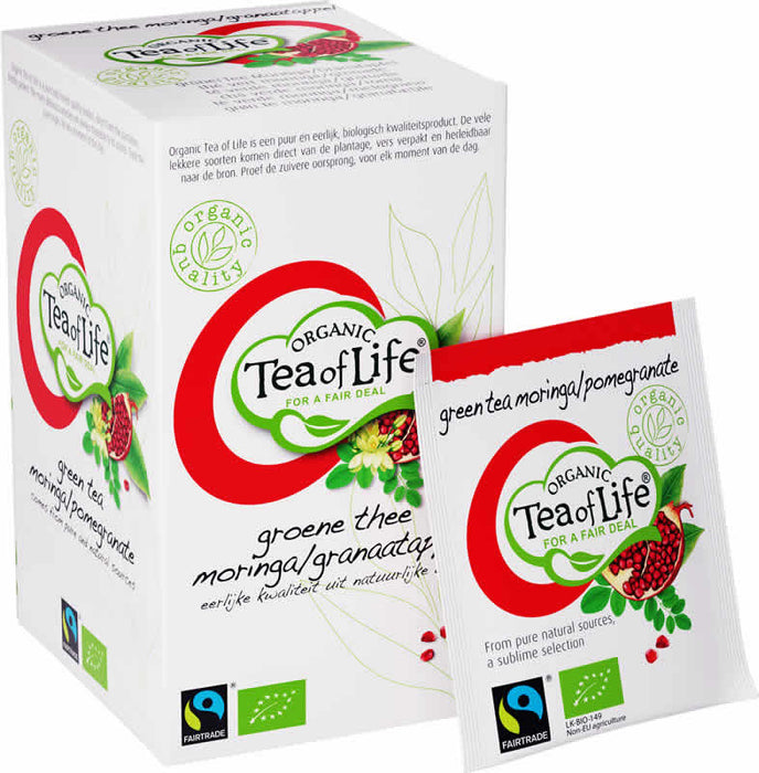 Tea Of Life Organic Green Tea Moringa Pomegranate Tea Bags, 25 ct