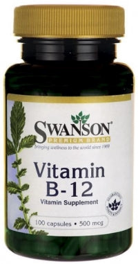 Swanson Vitamin B-12 500 mcg Supplement Capsules, 100 ct