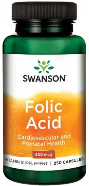 Swanson Folic Acid Vitamin Supplement Capsules, 250 ct