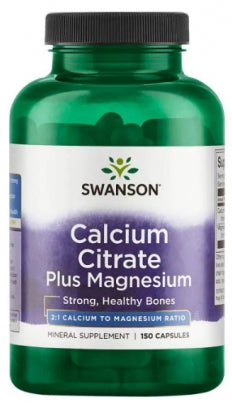 Swanson Calcium Citrate Plus Magnesium Mineral Supplement Capsules, 150 ct