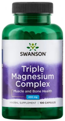 Swanson Triple Magnesium Complex 400 mg Mineral Supplement Capsules, 100 ct