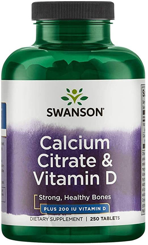 Swanson Calcium Citrate & Vitamin D Supplement Tablets, 250 ct