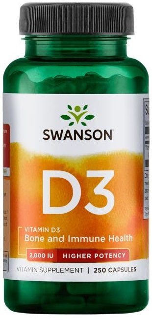 Swanson Vitamin D3 2000 IU Vitamin Supplement Capsules, 250 ct