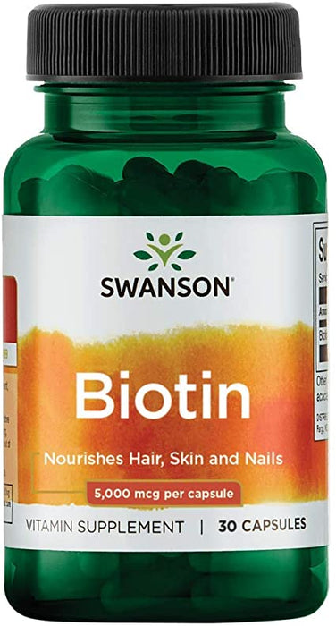 Swanson Biotin 5,000 MCG Vitamin , 30 ct