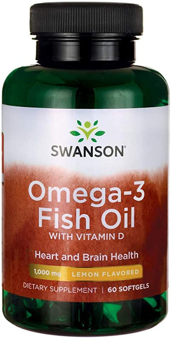 Swanson Omega-3 Fish Oil With Vitamin D , 60 ct