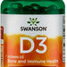 Swanson Vitamin D3 5000 IU Vitamin Supplement Softgels, 250 ct