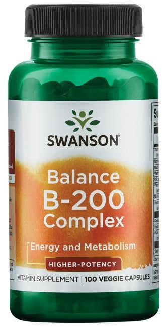 Swanson B-200 Complex Vitamin Supplement Veggie Capsules, 100 ct