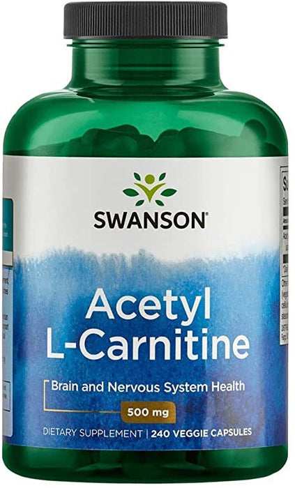 Swanson Acetyl L-Carnitine 500 mg Supplement Veggie Capsules, 240 ct