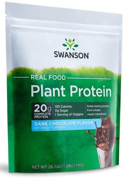 Swanson Plant Protein Powder, Dark Chocolate, 740 gr