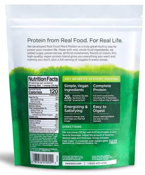 Swanson Plant Protein Powder, Vanilla, 670 gr