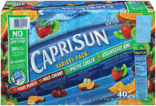 Capri Sun Fruit Juice Pouches, Variety Pack, 40 x 6 oz