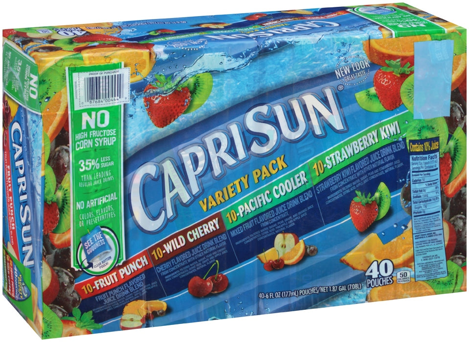 Capri Sun Fruit Juice Pouches, Variety Pack, 40 x oz —