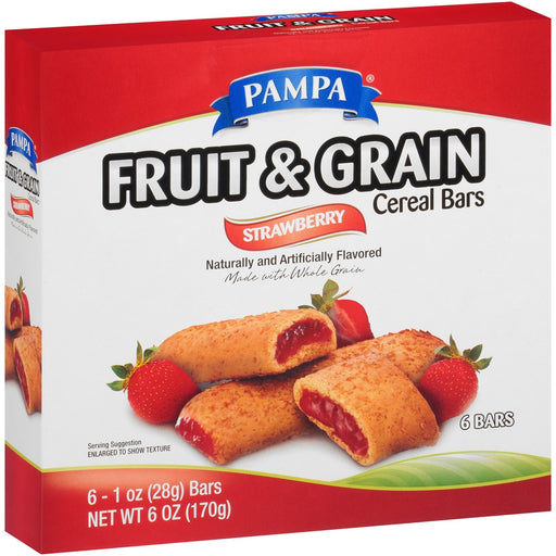 Pampa Fruit & Grain Cereal Bars, Strawberry, 6 x 28 gr