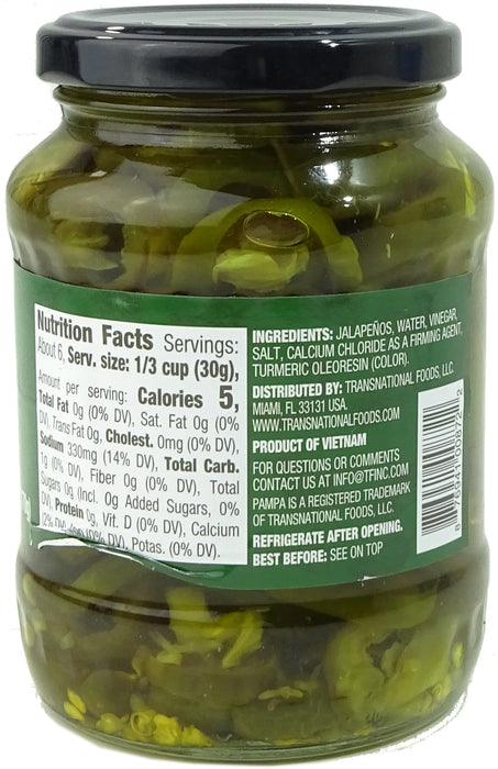 Pampa Sliced Jalapeño Peppers, 340 gr