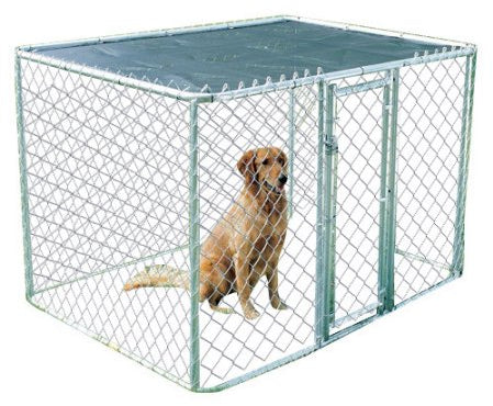 Advantek Chain Link Portable Dog Yard Kennel, 87" x 87" x 48"