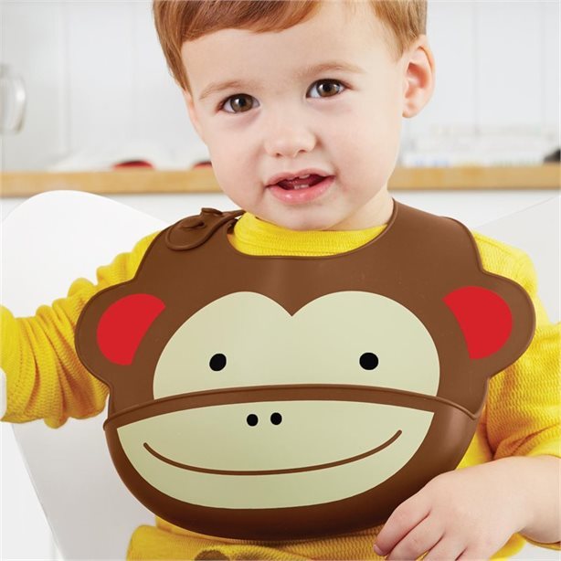 Skip Hop Zoo Animal Silicone Bib, Monkey, 1 ct