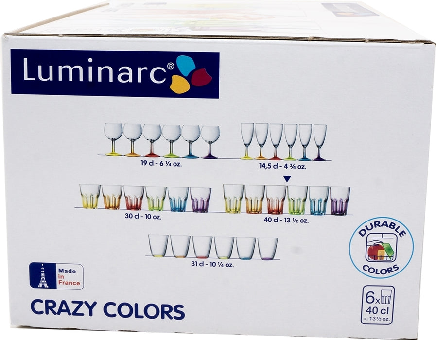 Luminarc 6-Pack Crazy Colors Tumbler, 40 cl