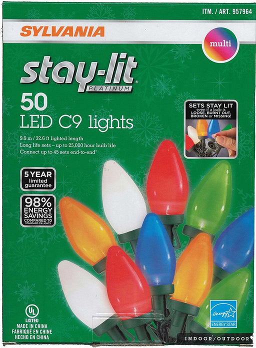 Sylvania Stay-Lit C9 LED Lights, Multicolor, 50 ct