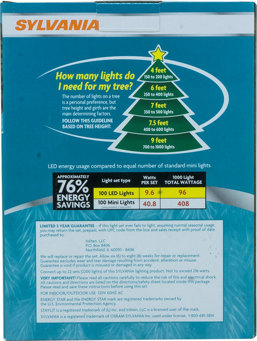 Sylvania Stay-Lit Platinum Glass-Look LED Multicolor Mini Lights, 200 ct