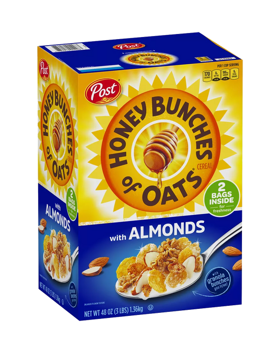 Post Honey Bunches of Oats Cereal with Crispy Almonds, 2 bags - 48 oz