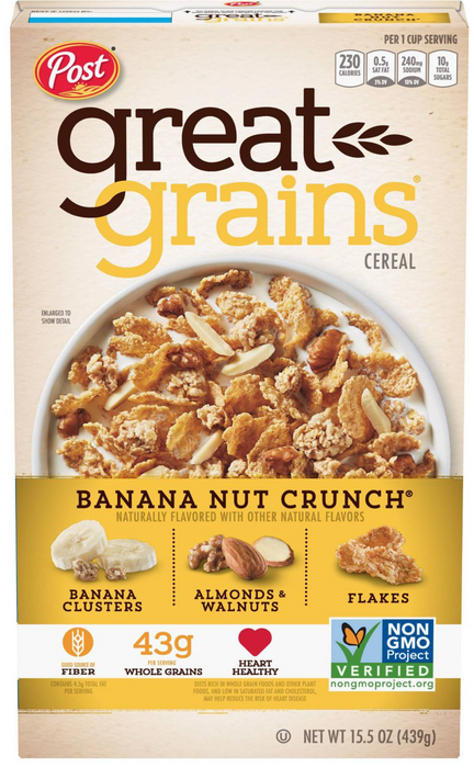 Post Great Grains Banana Cut Crunch Cereal , 15.5 oz