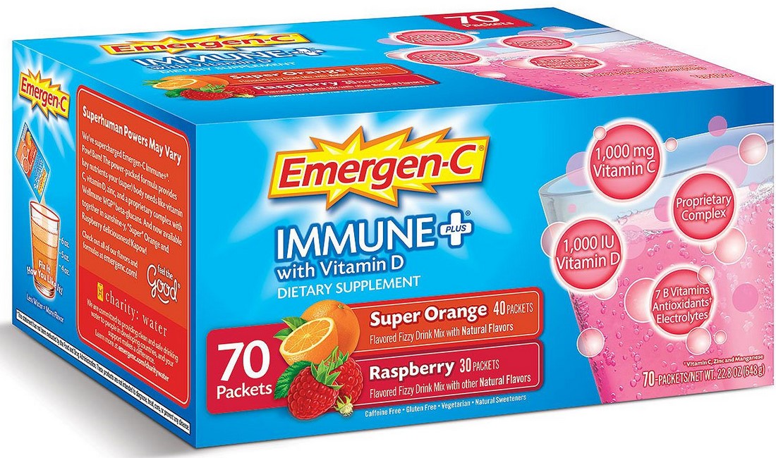 Emergen-C Immune Plus with Vitamin D Dietary Supplement Drink Mix Variety Pack, 70 ct
