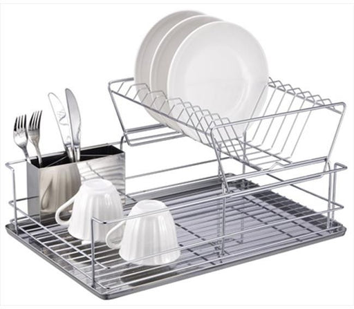 Home Basics 2 Tier Stainless Steel Dish Rack, 3 pcs