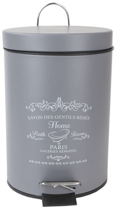 Home Basics Paris Waste Bin Garbage Can, Grey, 3 L
